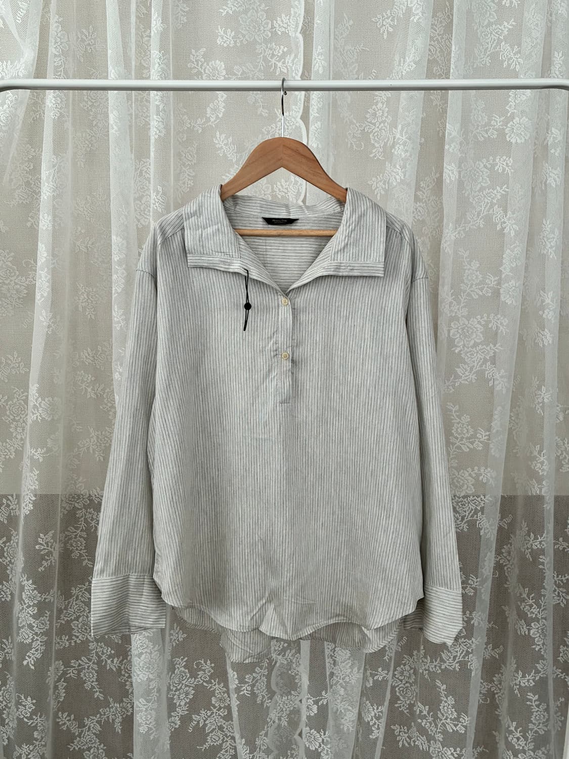 S) 마시모두띠 스트라이프 하이넥 블라우스 상품이미지1