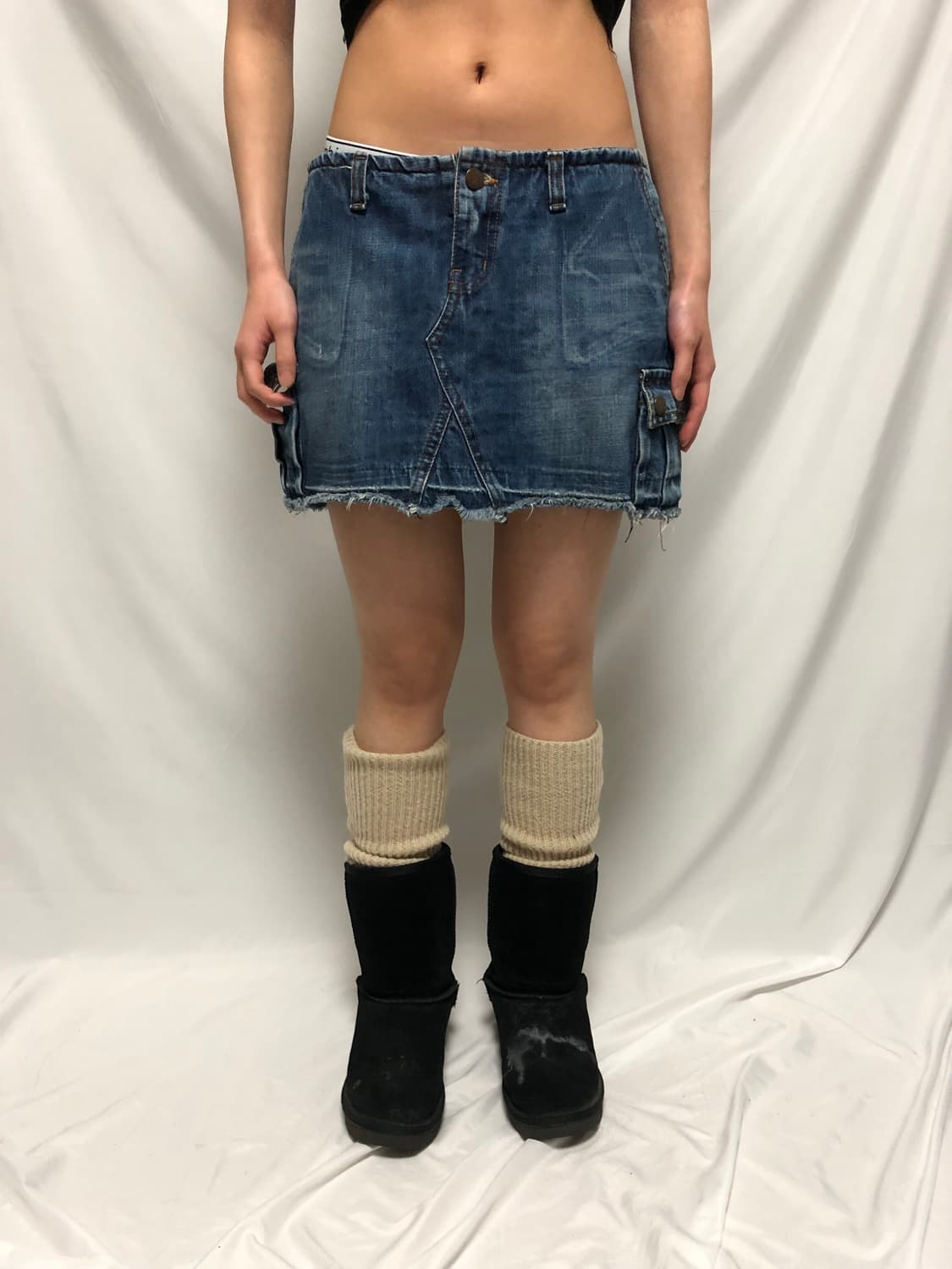 빈티지 데님 로우라이즈 미니 스커트 상품이미지2