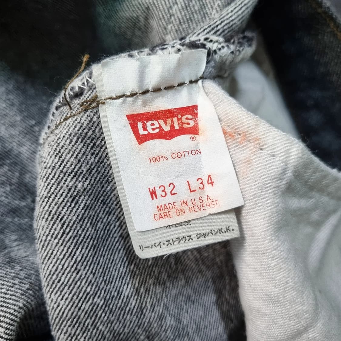 90s USA 리바이스 501 흑청 32/34 irregular 준신품 상품이미지6