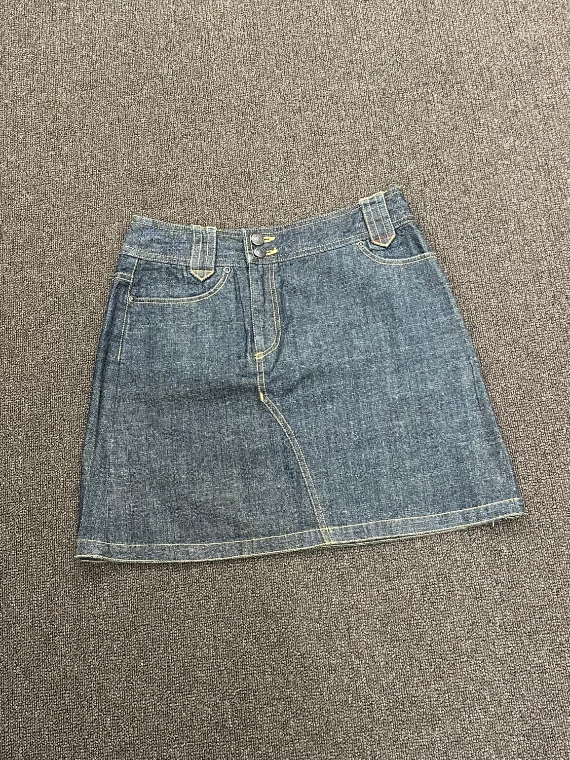 OS)Japanese vintage 스티치 진청 데님 미니 스커트 상품이미지1