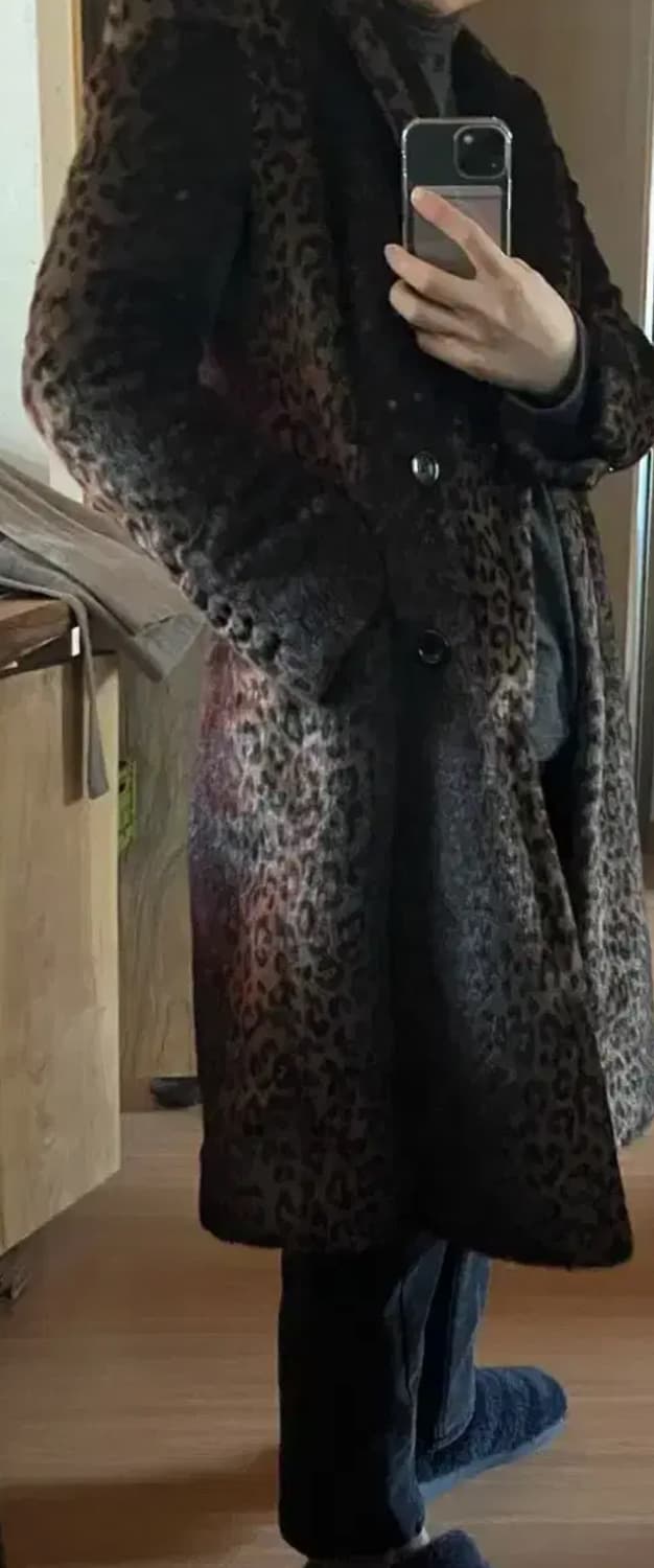 CR x 유니클로 레오퍼드 호피 퍼 코트 상품이미지7