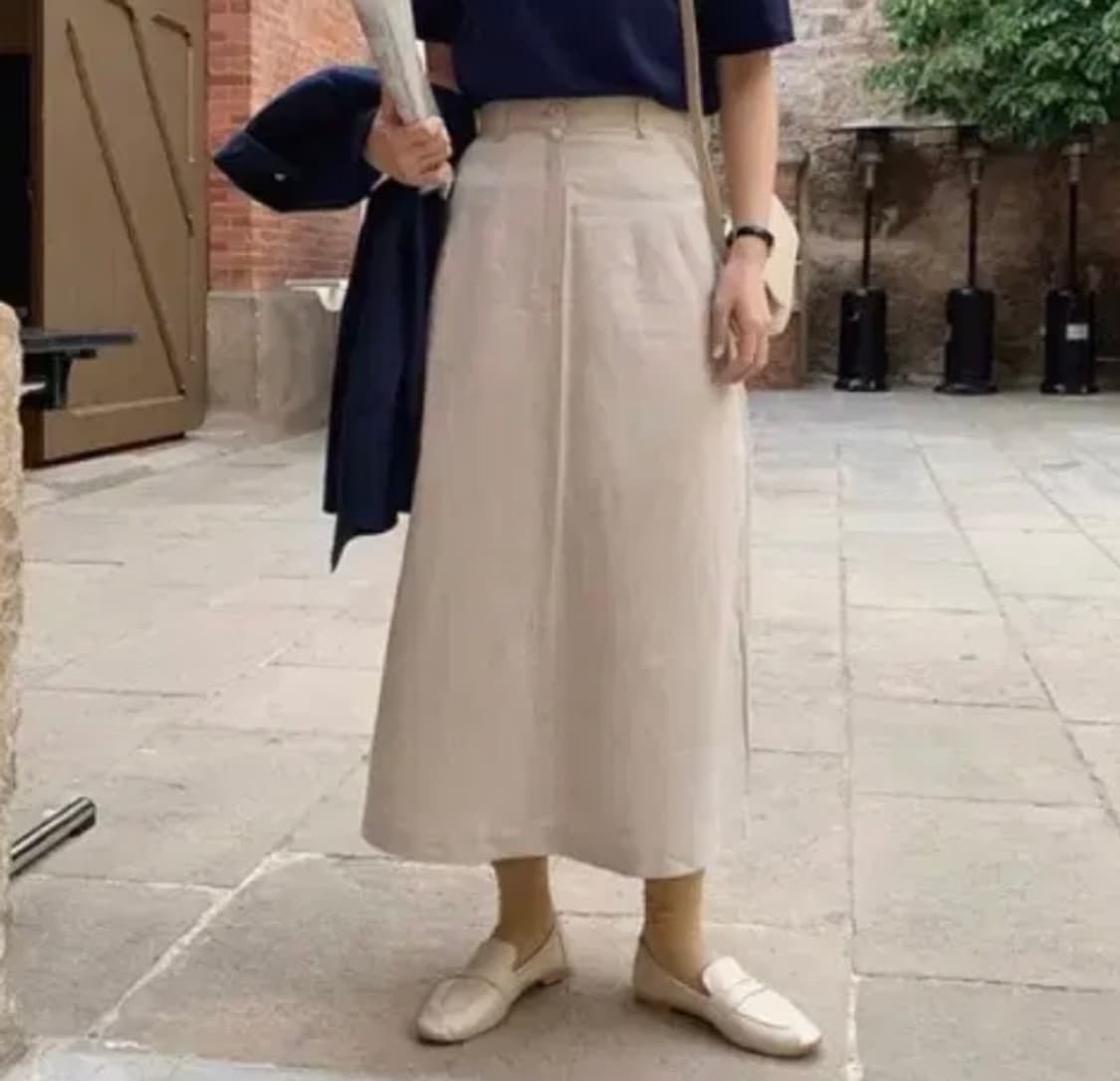 (1회 착용) 슬로우앤드 린넨 롱 스커트 S 상품이미지1