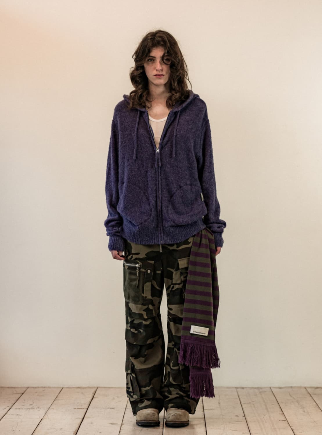 더바이닐하우스 니트집업 퍼플 S 상품이미지1