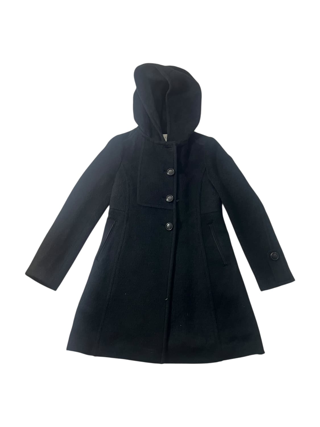 SJSJ 블랙 후드 버튼 코트 82-94-160 상품이미지1