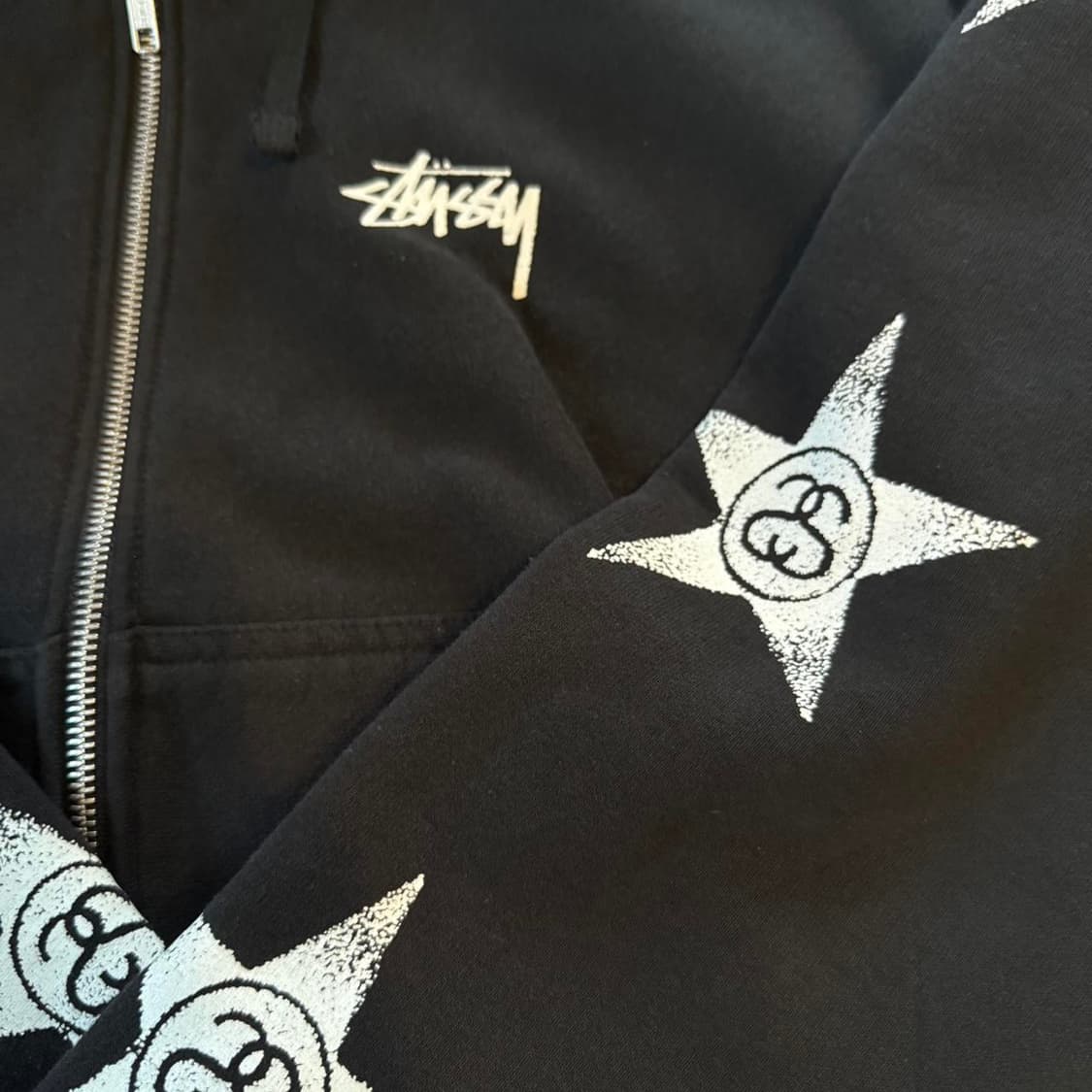 스투시 스타 후드 집업 블랙 상품이미지3