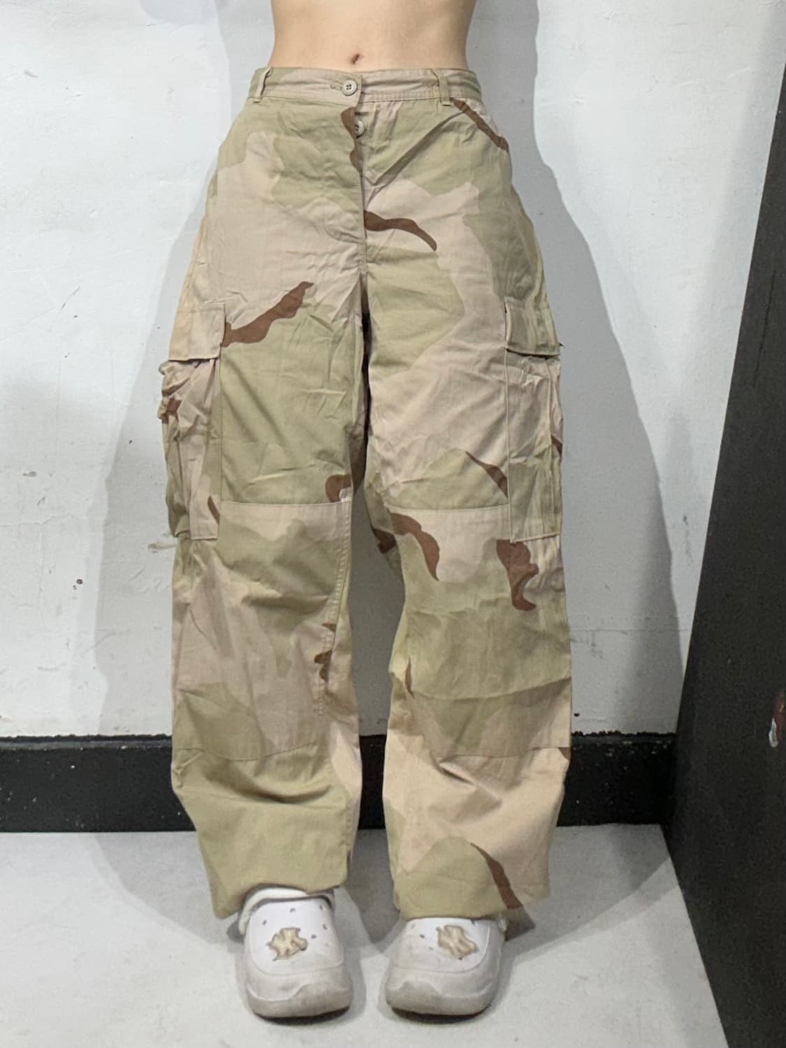 빈티지 베이지 밀리터리 미군 데저트 카모 와이드 카고 팬츠  상품이미지2