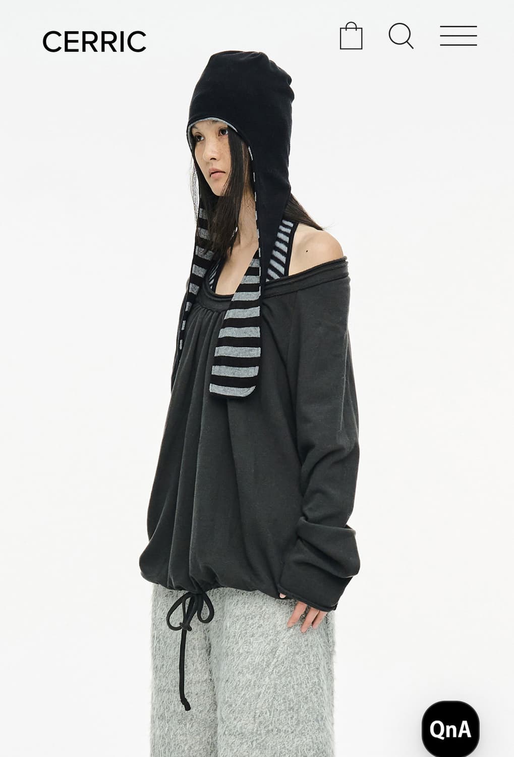 세릭 Round Hem String Top / Charcoal 상품이미지2