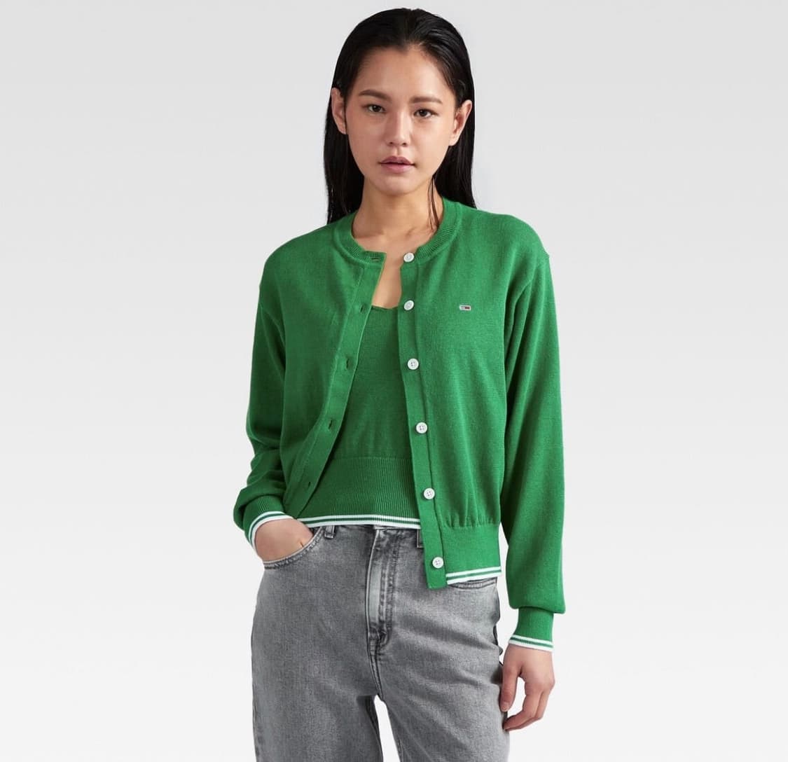 타미진스 여성 린넨 믹스 트윈 가디건 나시 셋업 그린 상품이미지1