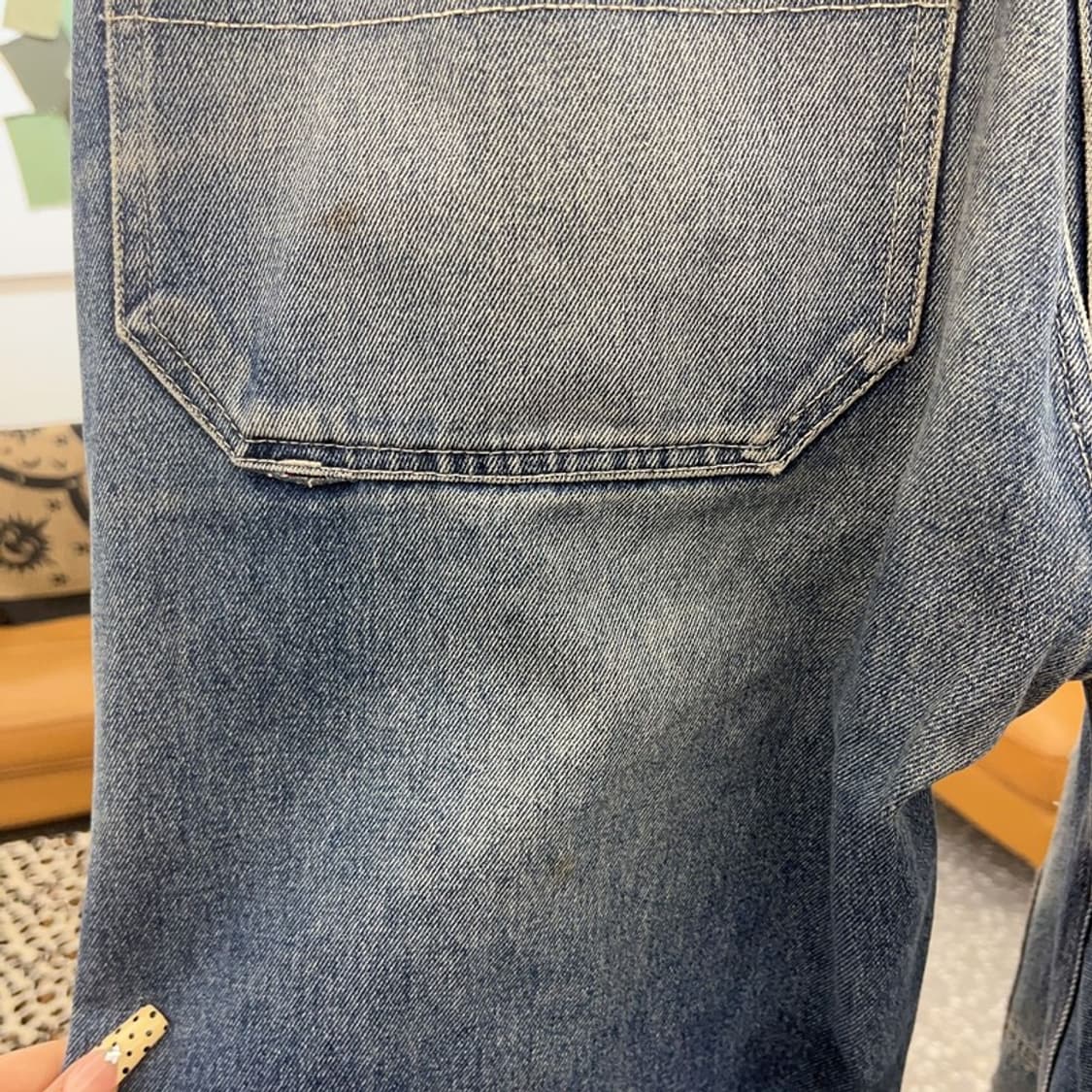 빈티지 재팬 올드스쿨 스트릿펑크 불독패치 데님팬츠 36인치 C09598 상품이미지5