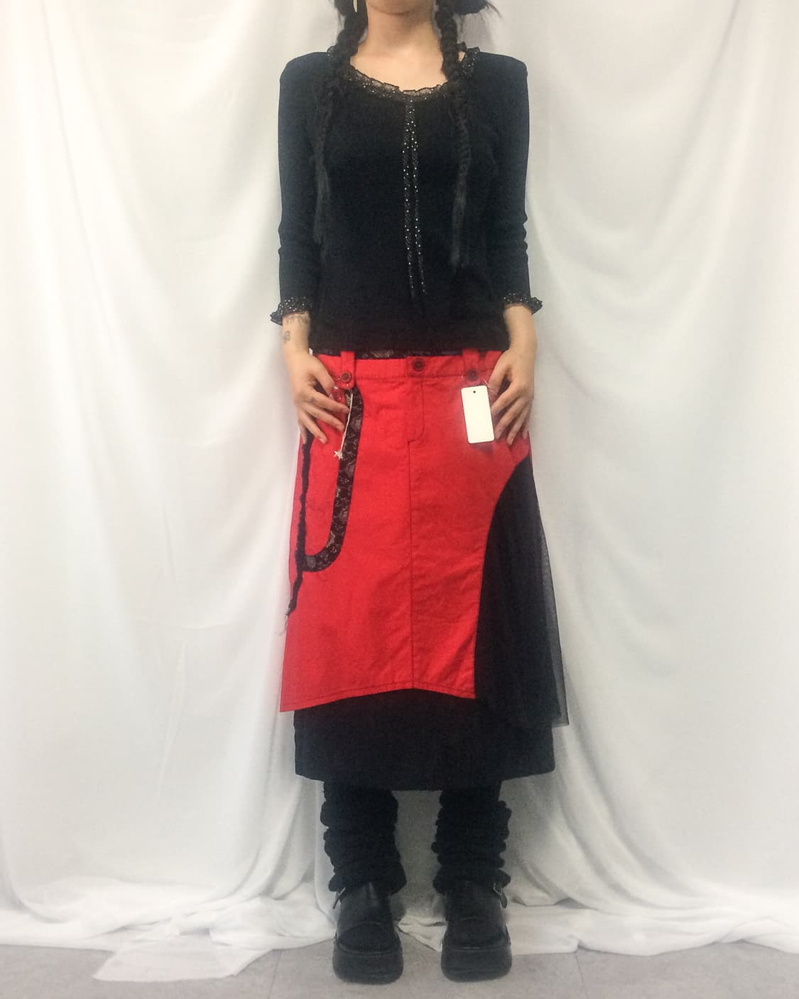Dot pattern frill point ribbed top 상품이미지7