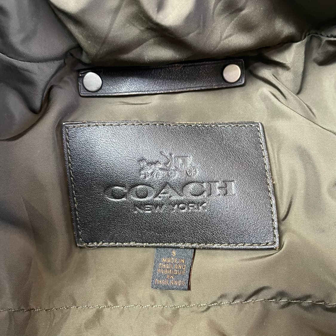 COACH 브라운 레더포인트 덕다운 후드 패딩 점퍼 S 상품이미지6