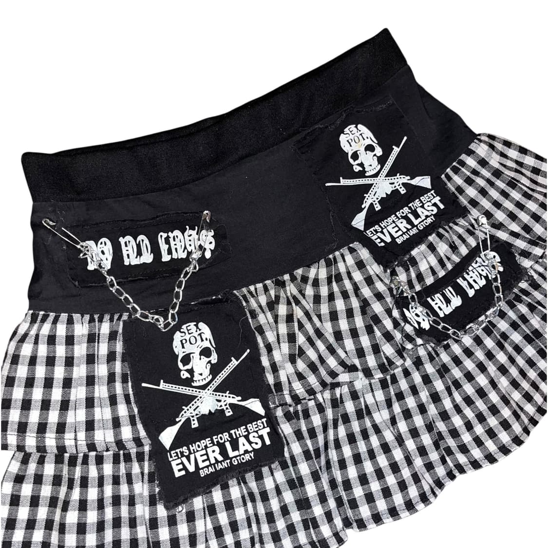 펑크 패치 체크 밴딩 스커트 펑크y2k갸루 상품이미지2