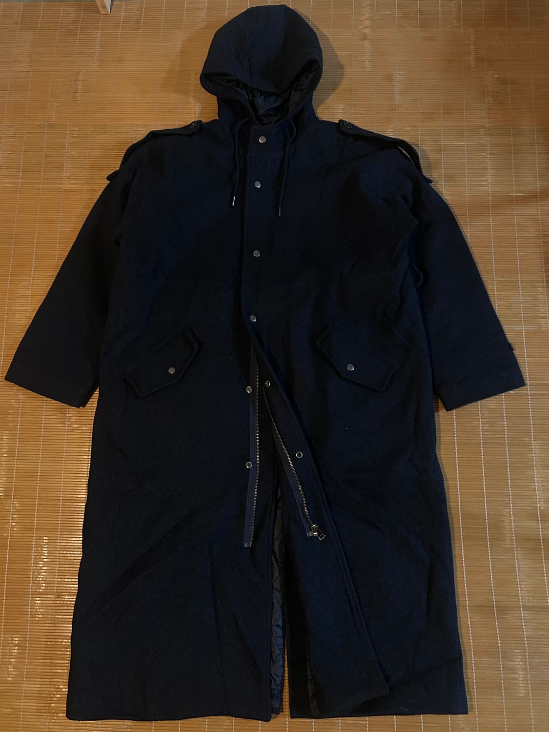 빈티지 헤비울 후드 롱코트  상품이미지3