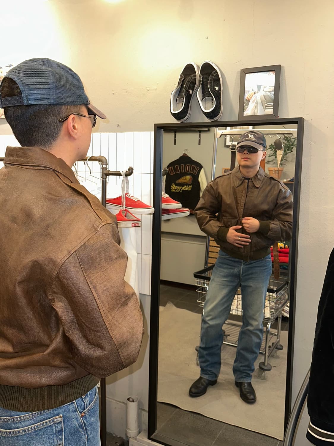 90’s Japanese lambskin A-2 bomber jacket 상품이미지3