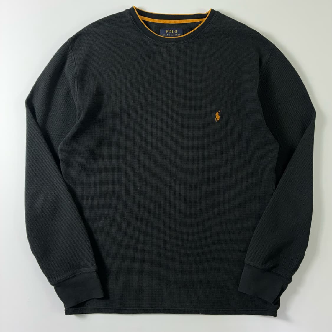 Polo  폴로 랄프로렌 자수 코튼 블랙 와플 롱슬리브 니트  상품이미지1