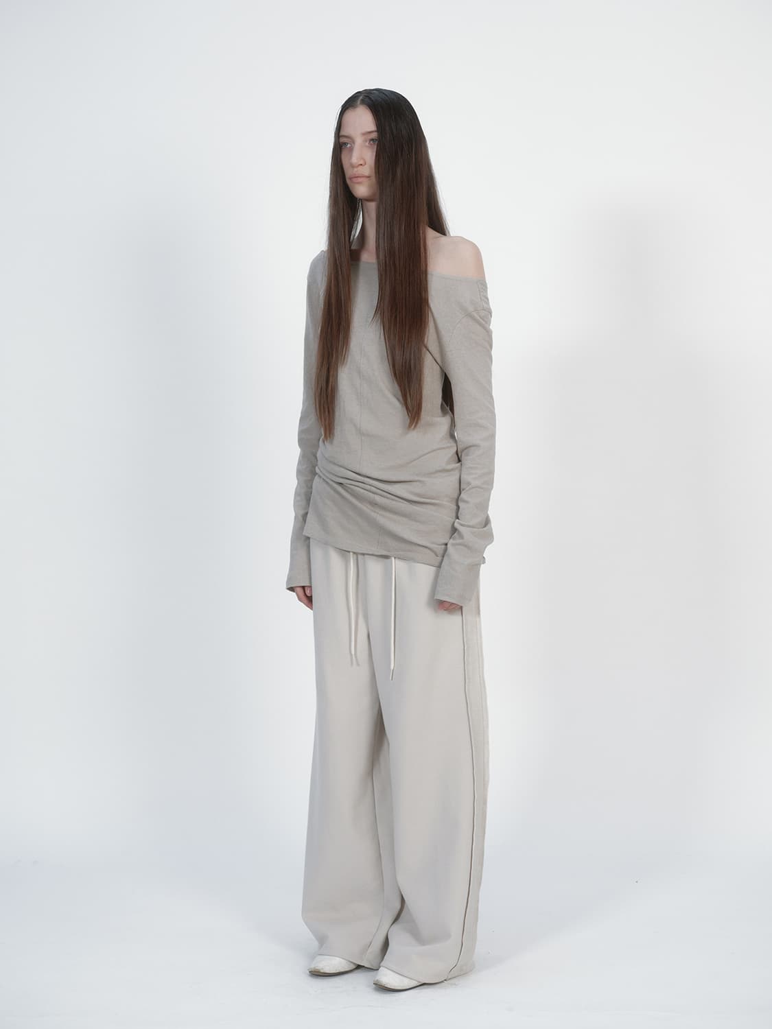 낫띵에브리띵 와이드 레그 스웻팬츠 베이지 상품이미지2