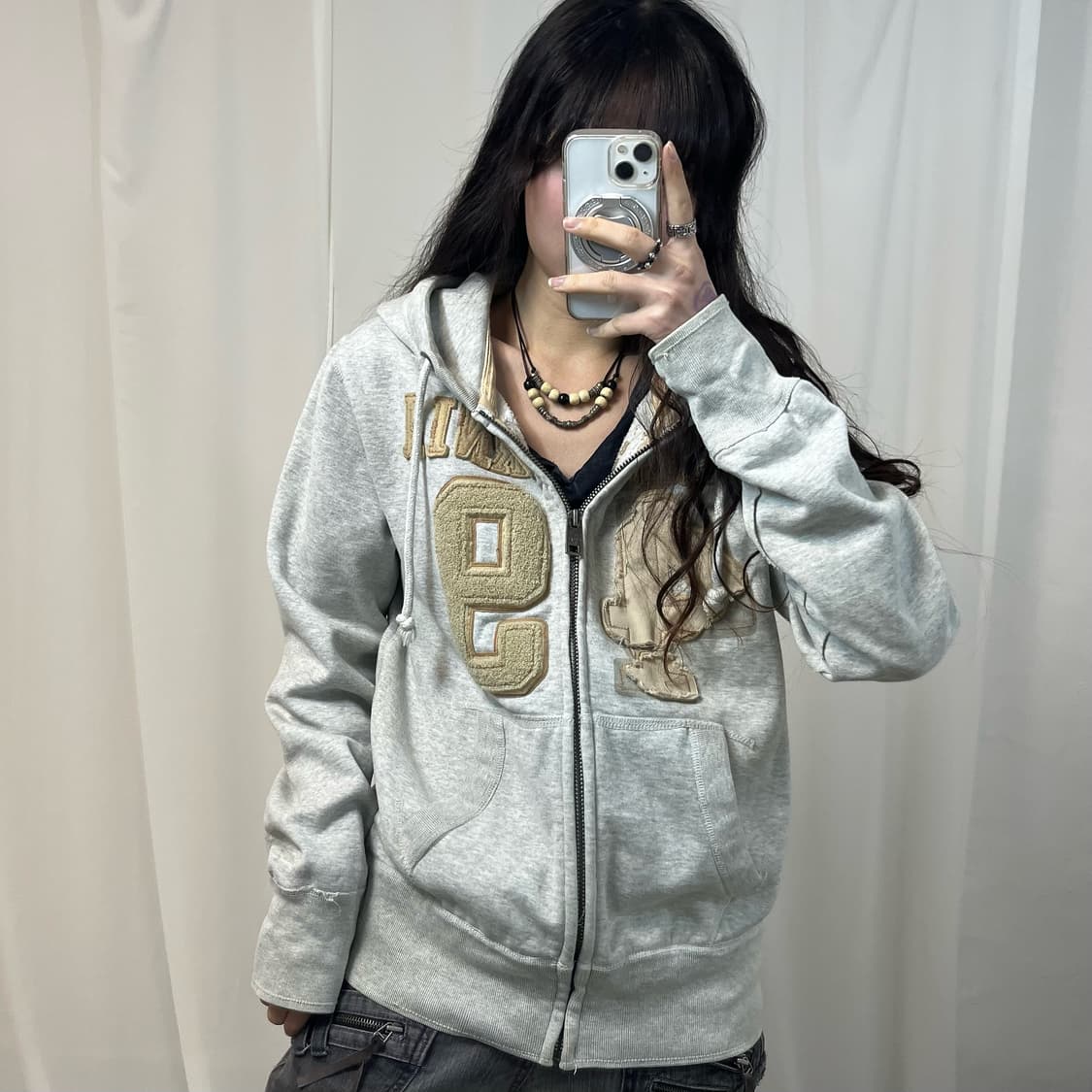 WHO.A.U Grey Zip-up Hoodie 상품이미지1