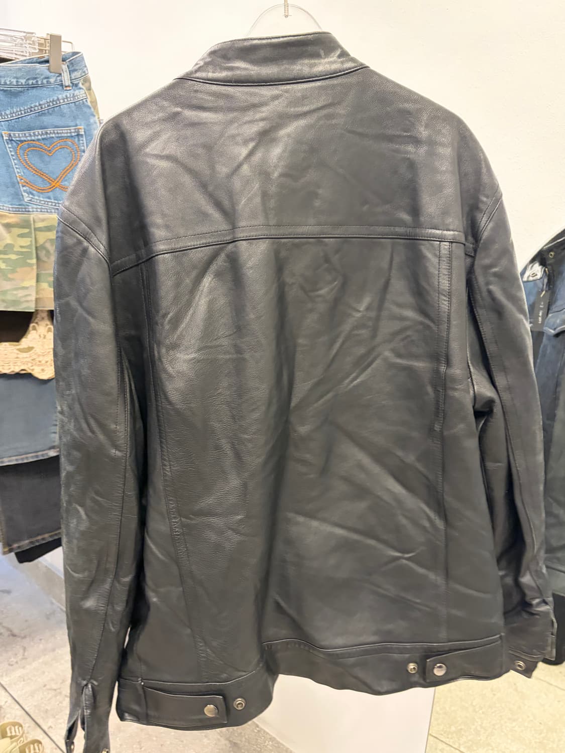 Lee Classic Black Leather Jacket 상품이미지5