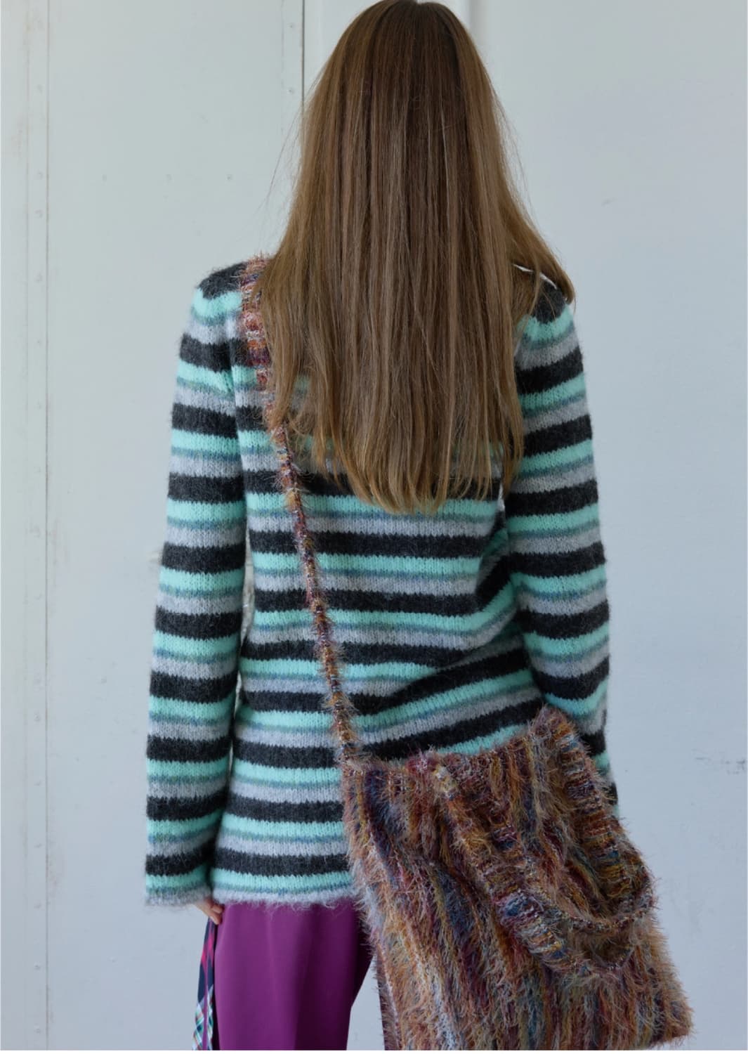 헤레틱 KNIT STRIPE TOTE BAG / orange  상품이미지2