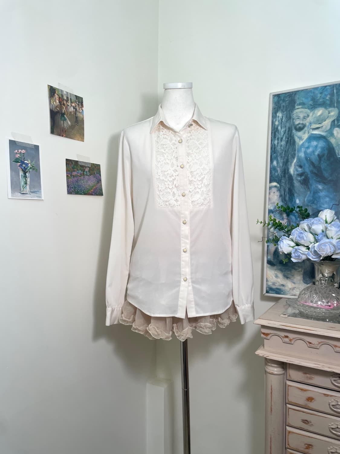 pinkivory lace trim blouse(size-9) 상품이미지1