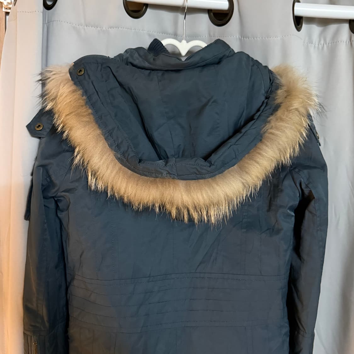 Y2k 후드 퍼 롱 야상 점퍼 (네이비/블루그레이) 상품이미지8