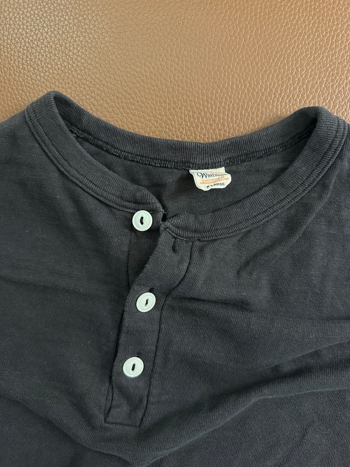 웨어하우스 반팔 헨리넥 블랙 XL 상품이미지3