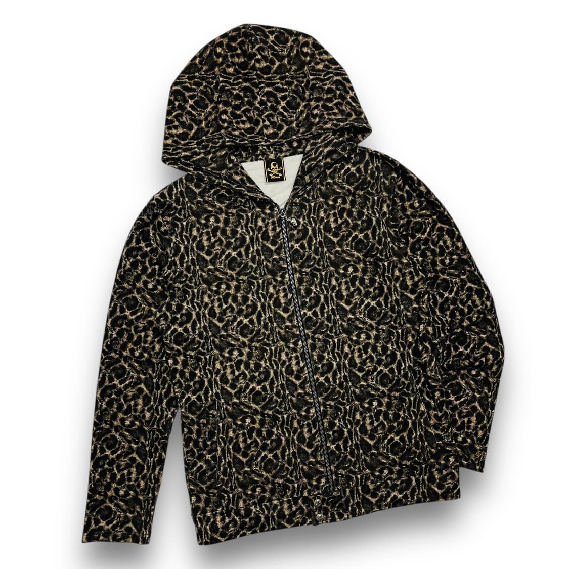 로엔 00s 레오파드 패턴 로고 스컬 링 후디 집업 상품이미지1