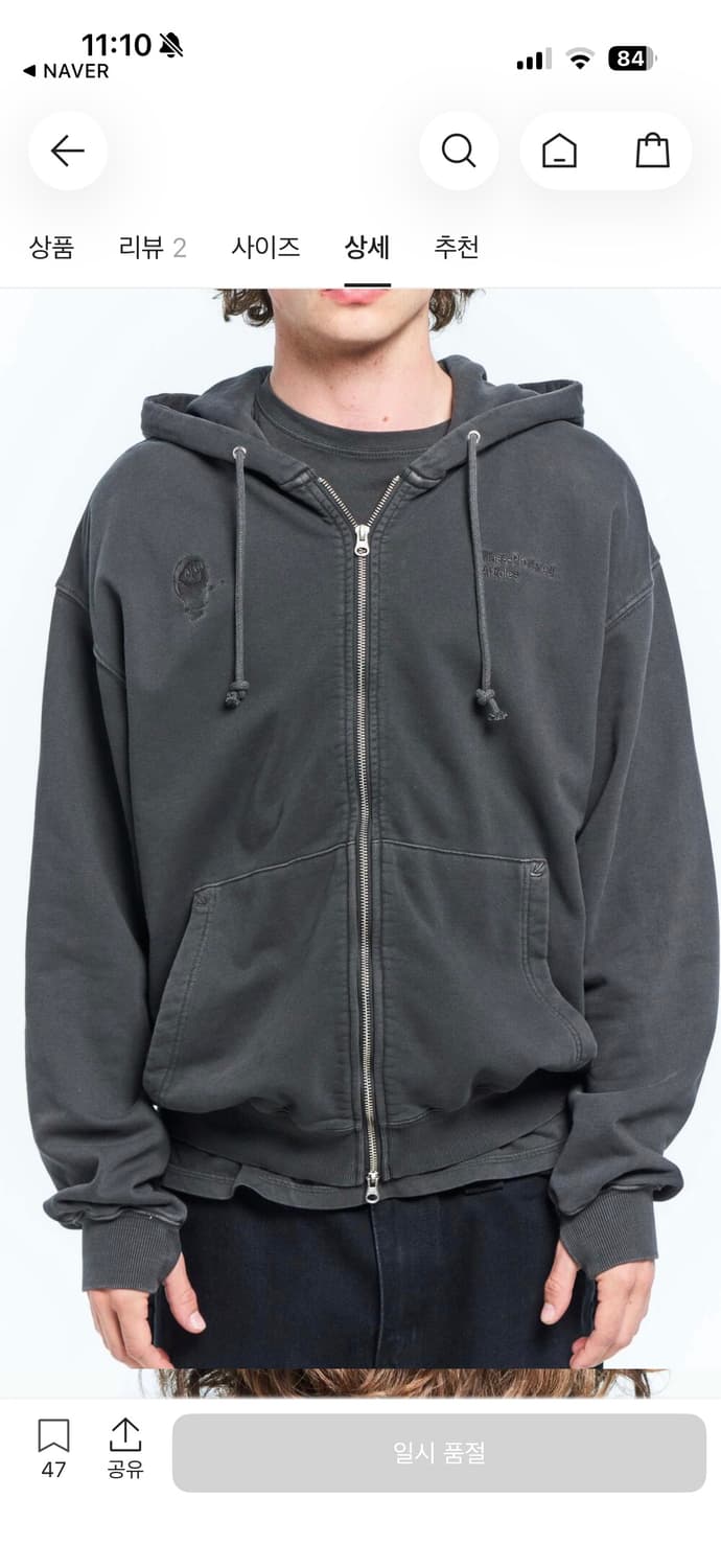 플라스틱프로덕트 멘탈 헬스 집 후드 차콜(s) 상품이미지2