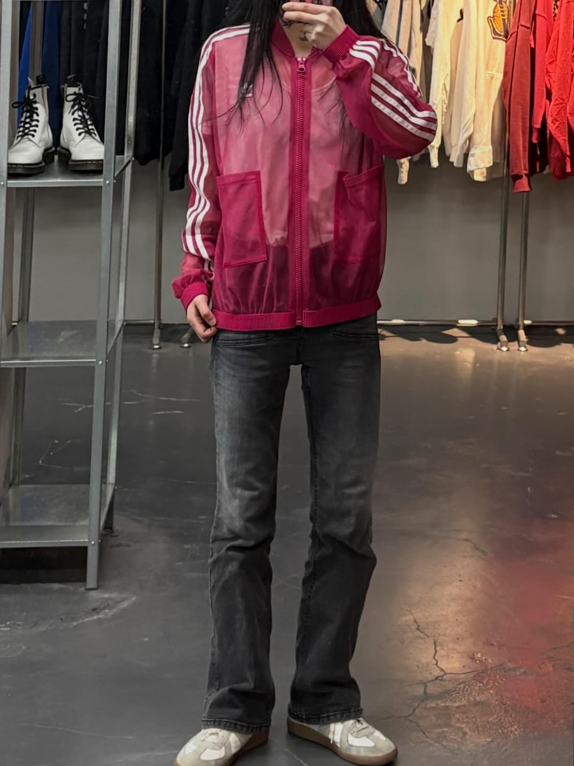 아디다스 오리지널 핫핑크 매쉬 시스루 트랙 자켓 A3683 상품이미지1