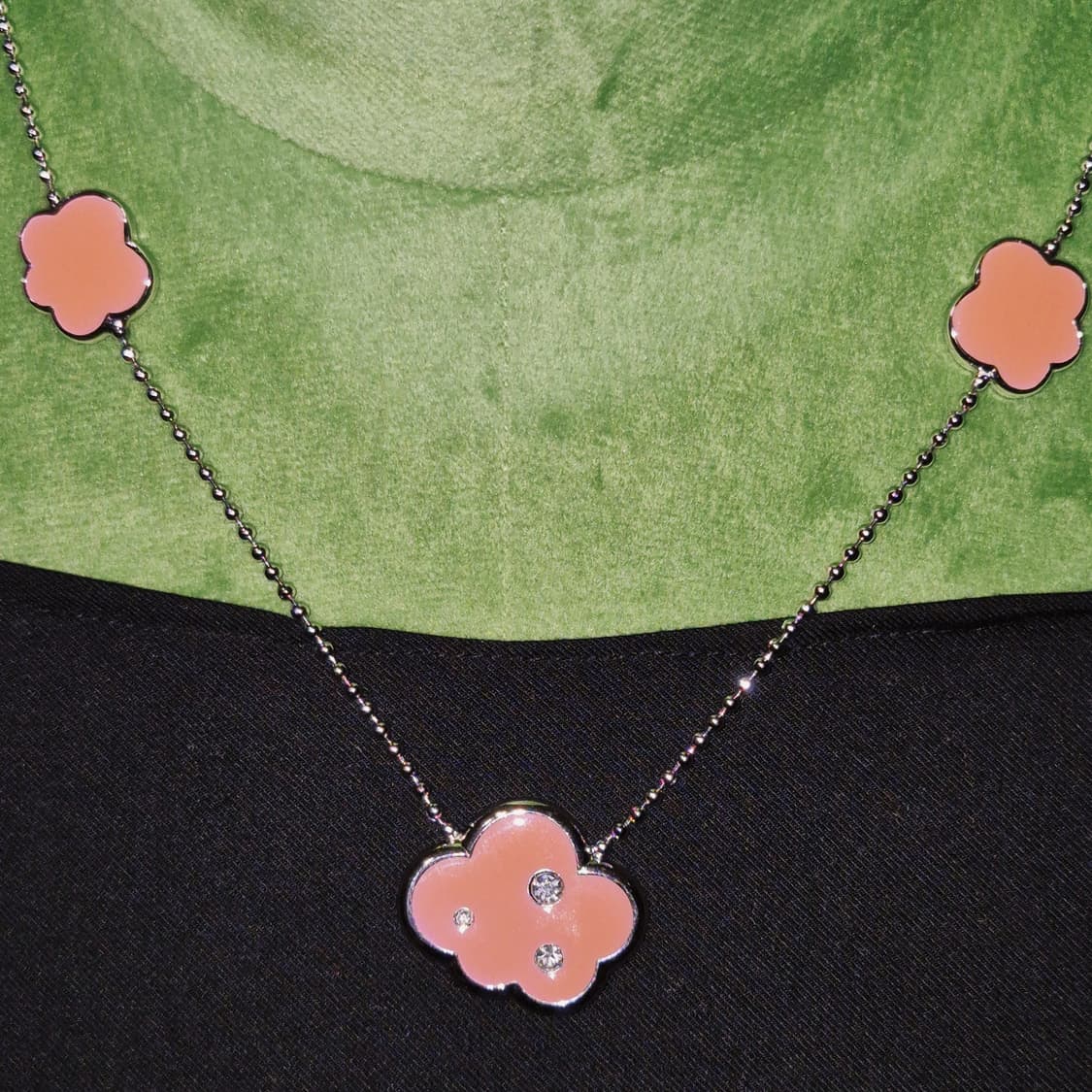 00s 프랑스 꾸레쥬 코랄 큐빅 구름 목걸이 상품이미지7