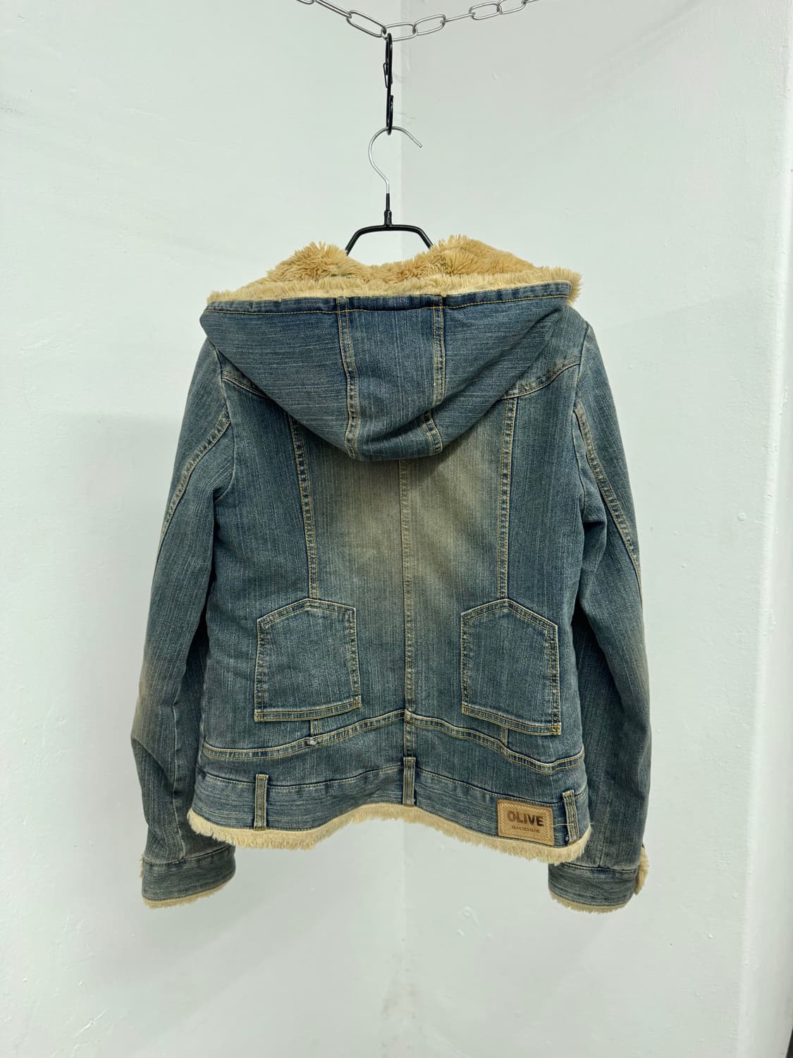 워싱 퍼 후드 데님 자켓  상품이미지7