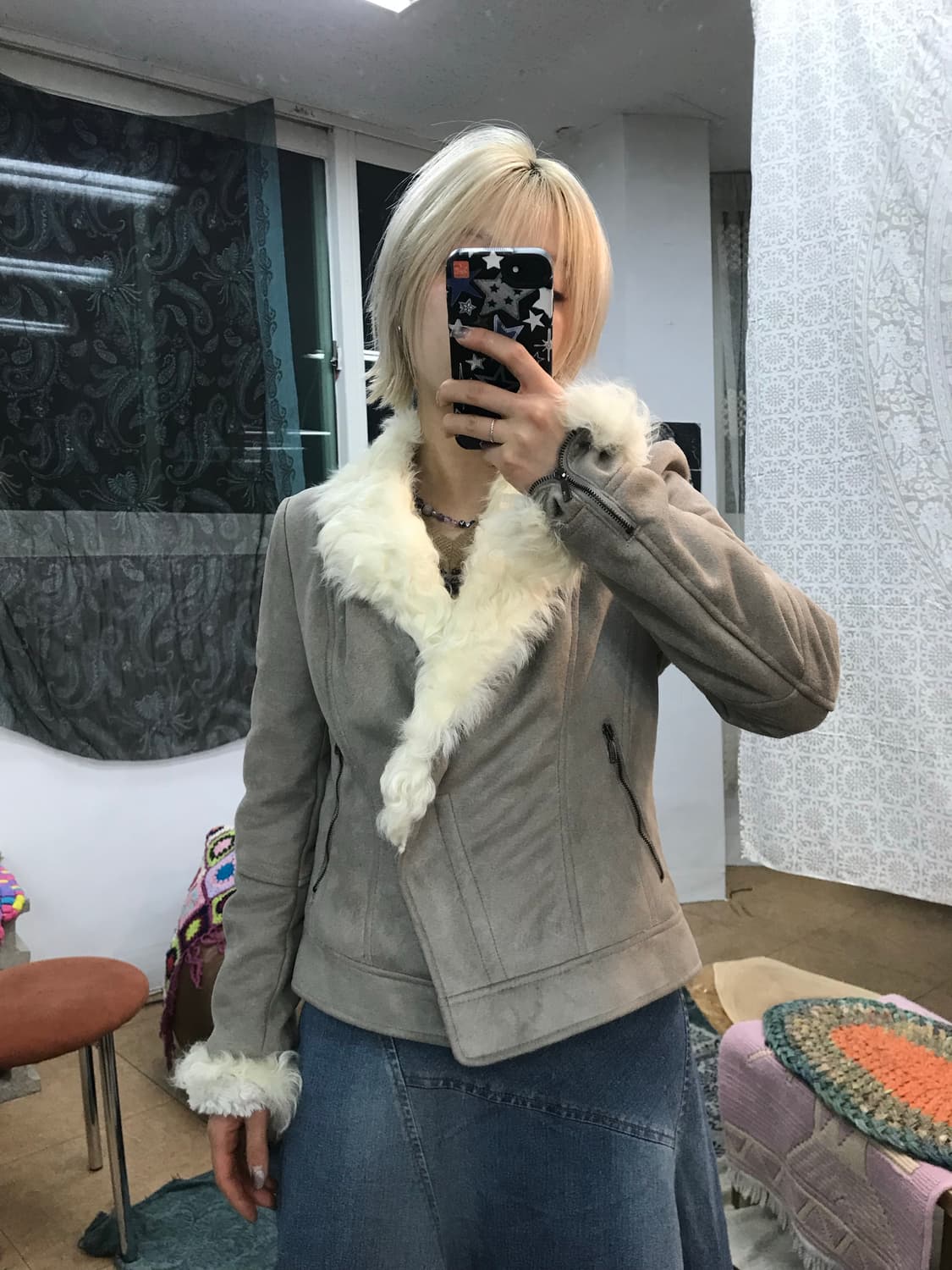 Soup 여성 베이지그레이 양털 무스탕자켓  상품이미지2