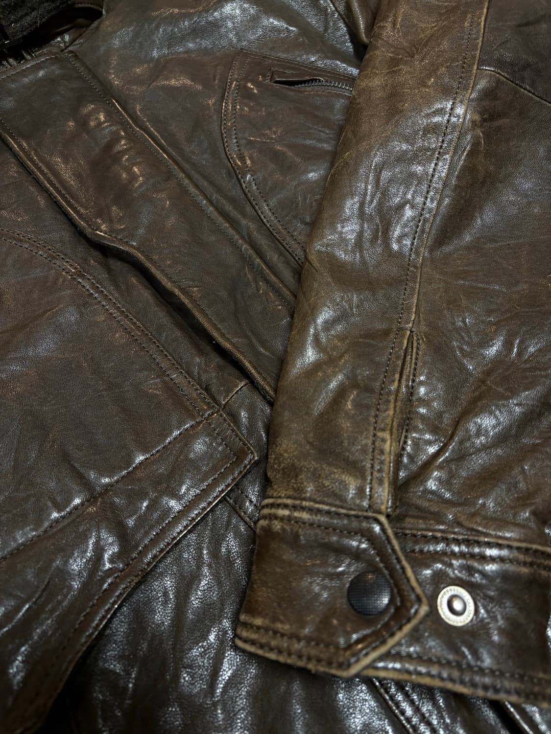 Ziozia 다크 브라운 가죽자켓 상품이미지6