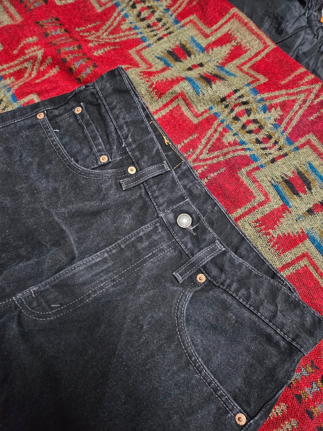 90s USA levis 550 black denim jean 33 상품이미지4