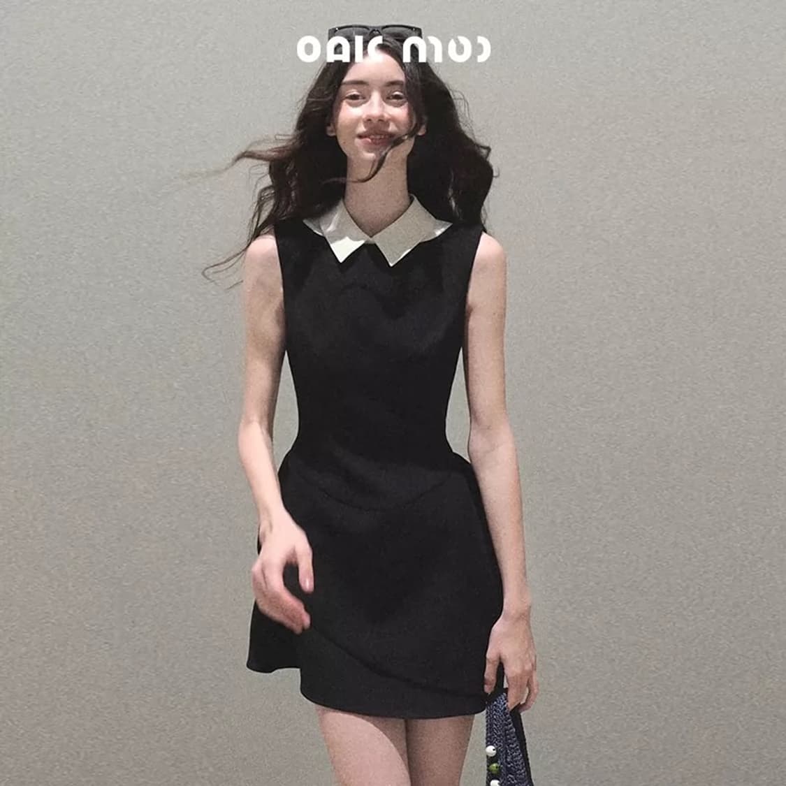 Oakmoo 셔츠카라 민소매 미니원피스 S 상품이미지1