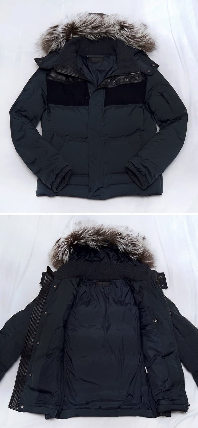 타임옴므 양가죽 울캐시미어 폭스퍼 구스다운 숏패딩 (100) 상품이미지2