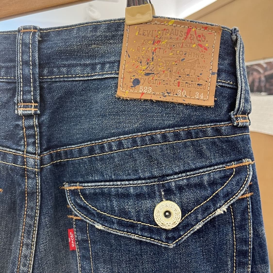 리바이스 523 키치 페인팅 패치 데미지 데님팬츠 32인치 C10528 상품이미지5