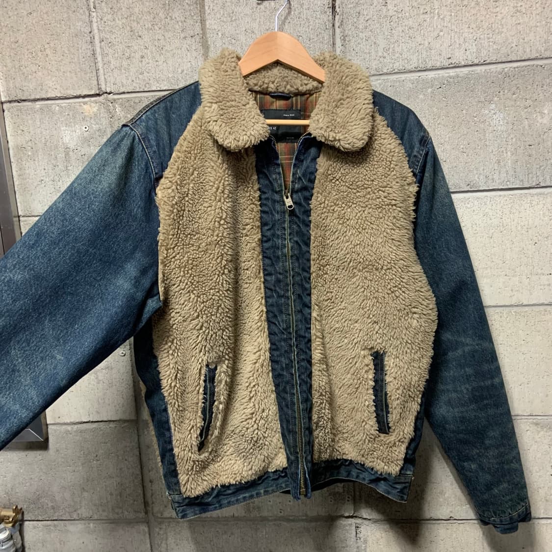 ZARA 자라 데님 양털 그리즐리 자켓 L 상품이미지1