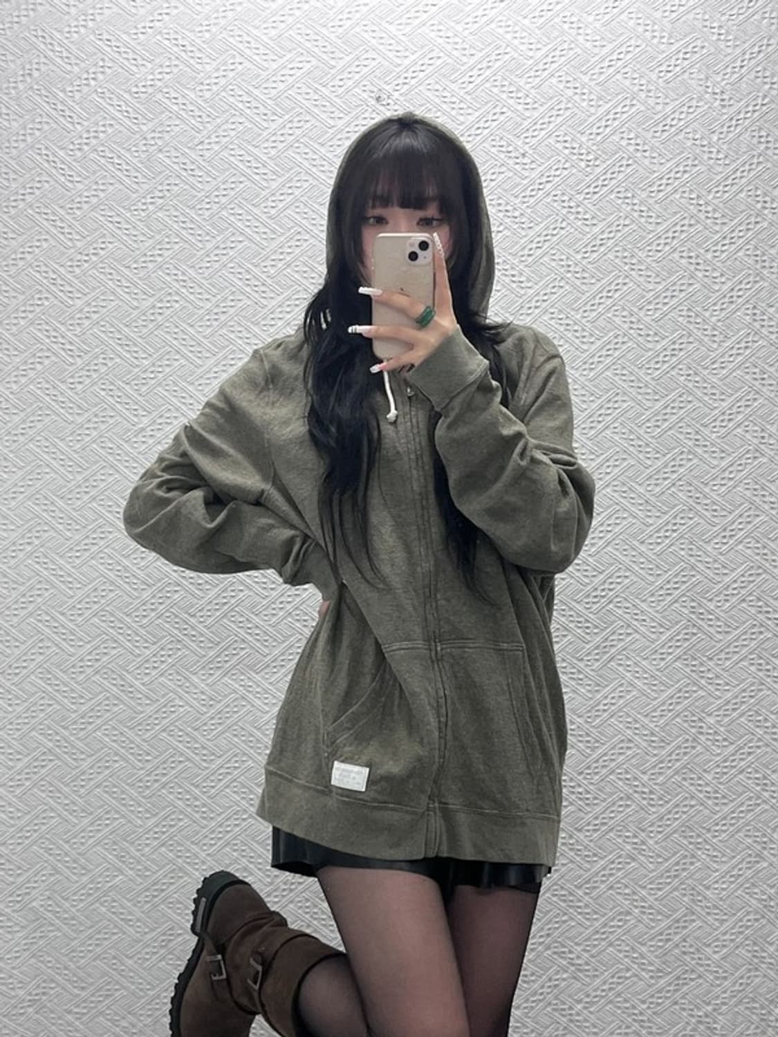 아베크롬비 레트로 빈티지 여리핏 말차카키 후드집업 XL C10826 상품이미지1