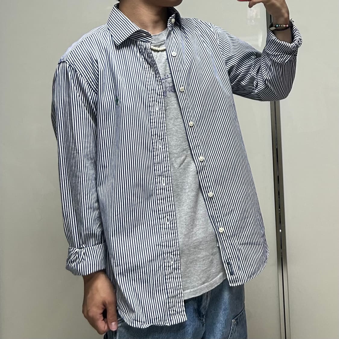 폴로 스트라이프 커스텀핏 셔츠 (S) 상품이미지9