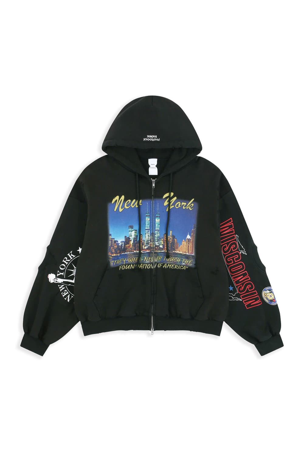 (1) 프로토콜 인덱스 리컨스트럭티드 스웨트셔츠 집후드 블랙 상품이미지1