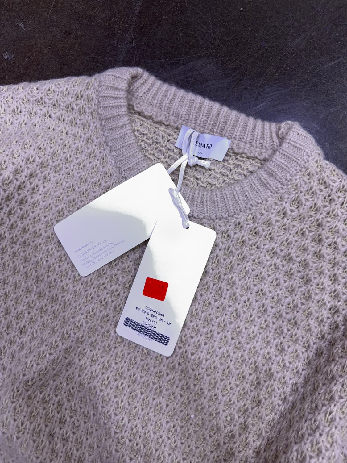 르마드 투톤 와플 울 라운드 니트 스웨터 3 사이즈 상품이미지7
