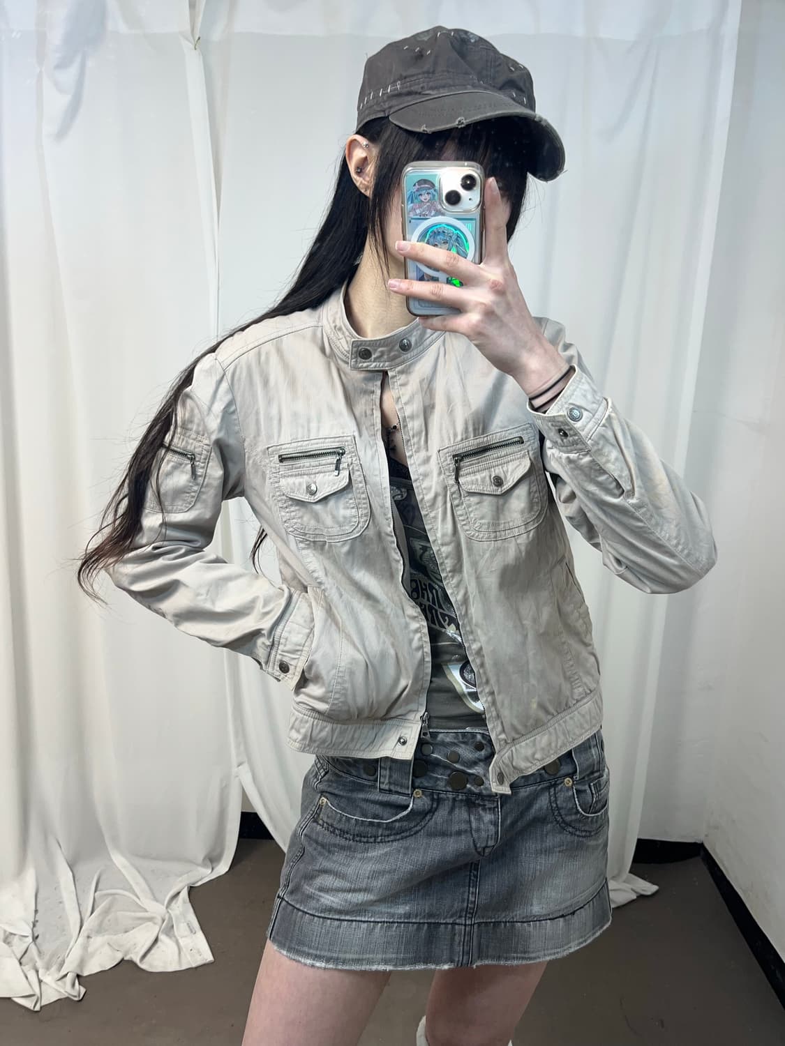 헬로키티 베이지 그런지 유틸리티 자켓 상품이미지2