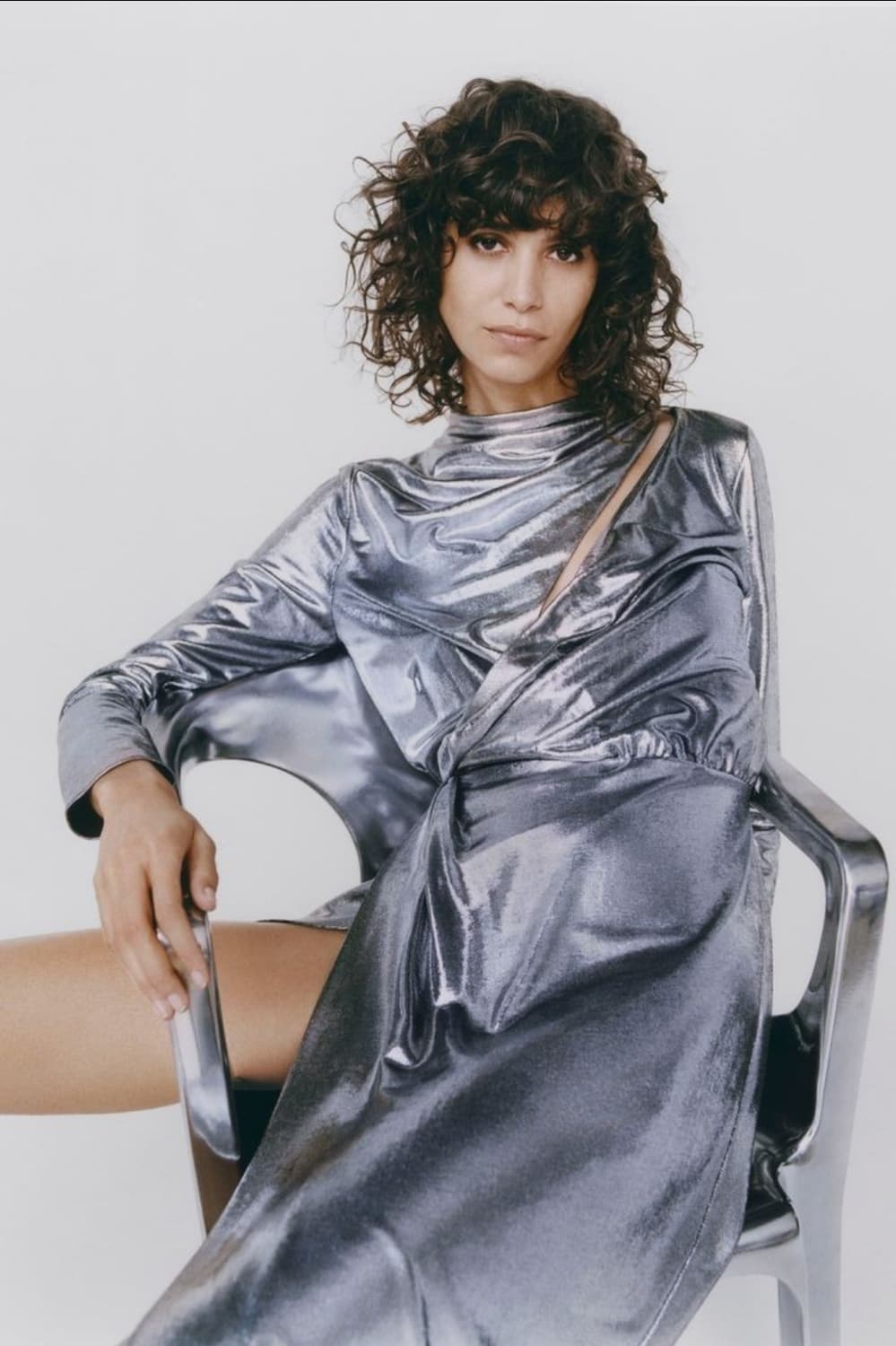 새상품) 자라 실버 메탈릭 맥시 드레스 XS 연말프롬파티 연주회 롱원피스 상품이미지5