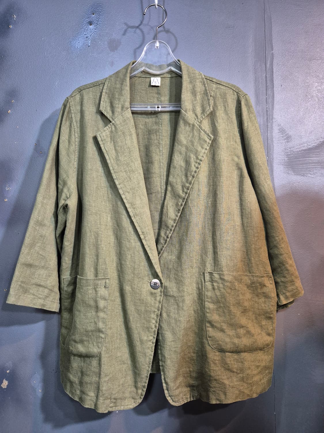 면린넨 혼방 자켓 카키색 S 상품이미지1