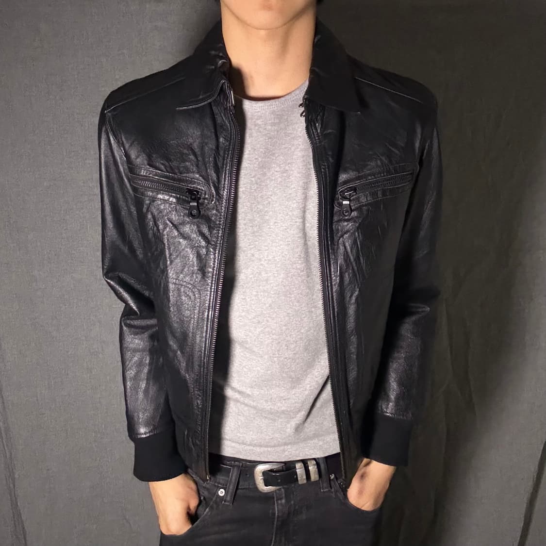 japan vintage lamb skin leather jacket 상품이미지5