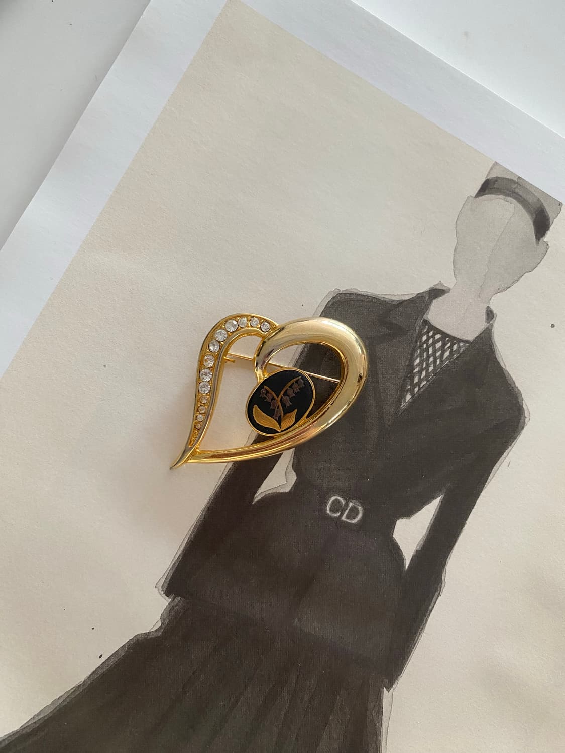 빈티지 하트 스톤 브로치 상품이미지4