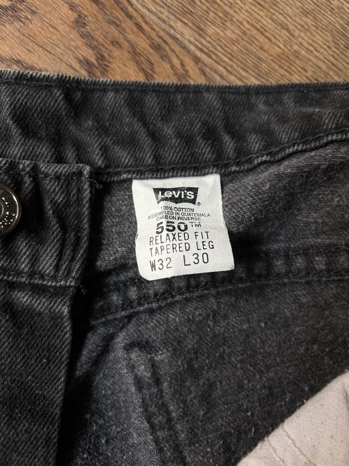 [32]90's 리바이스 USA 오랜지탭 550 흑청 데님 팬츠 상품이미지3