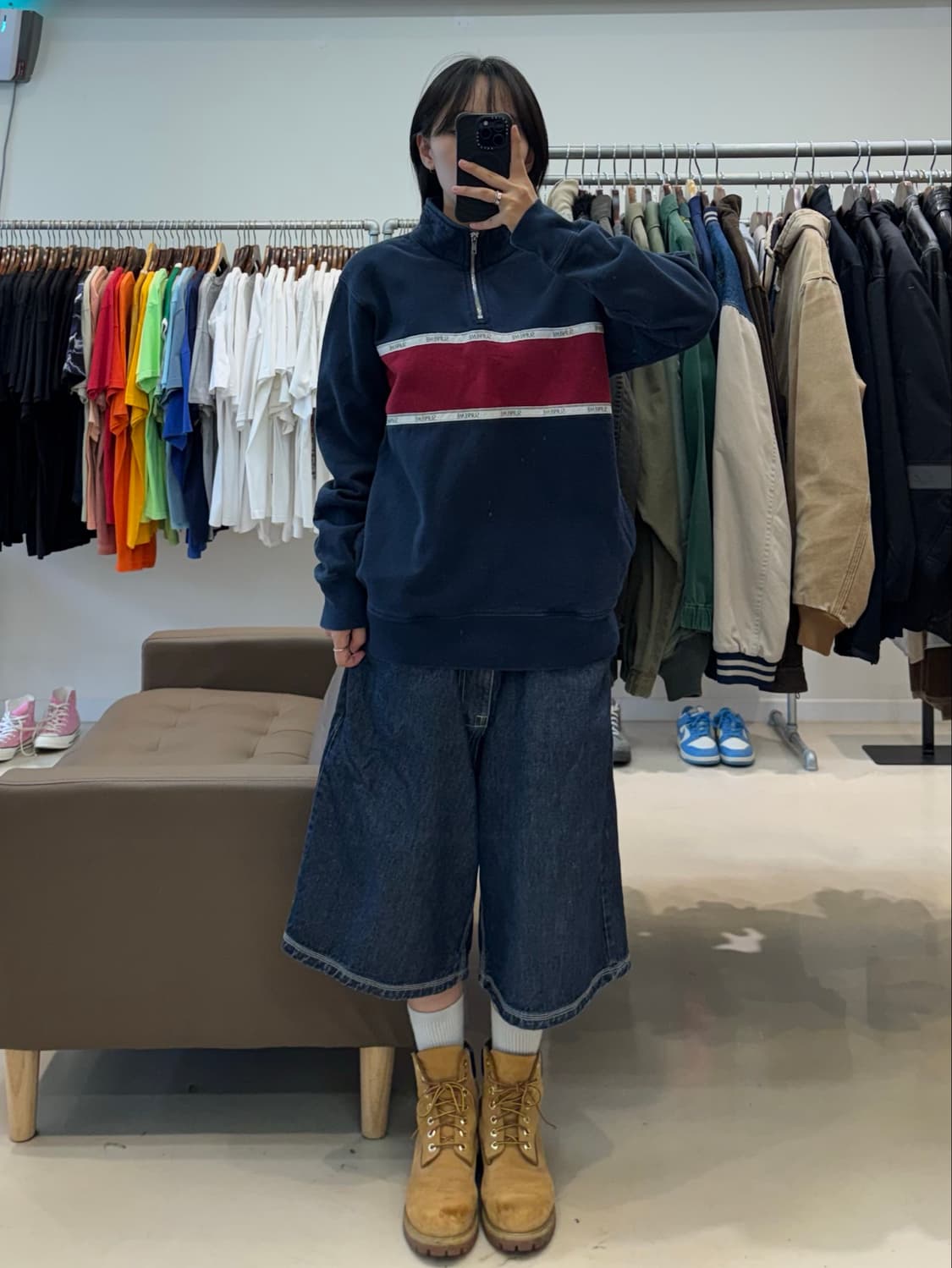 슈프림 17ss 테이프 로고 쿼터 집 스웨트셔츠 상품이미지5