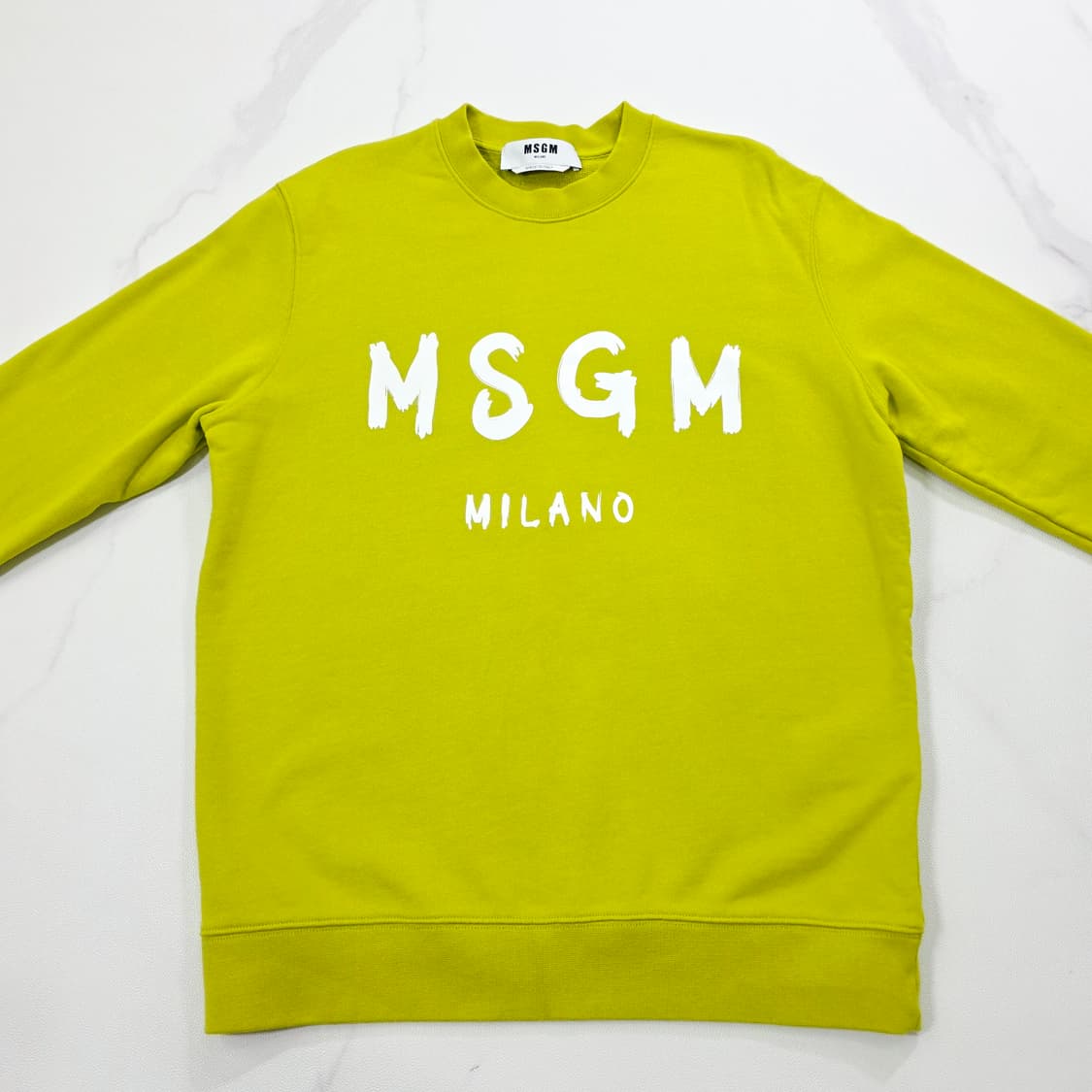[정품/S] MSGM 밀라노 브러쉬드 로고 맨투맨 라임그린 95 상품이미지4